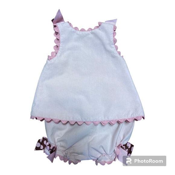 Peaches ‘n Cream Ice Cream Sundae Outfit. Light Pink with brown accent. Size 12M - Picture 2 of 4